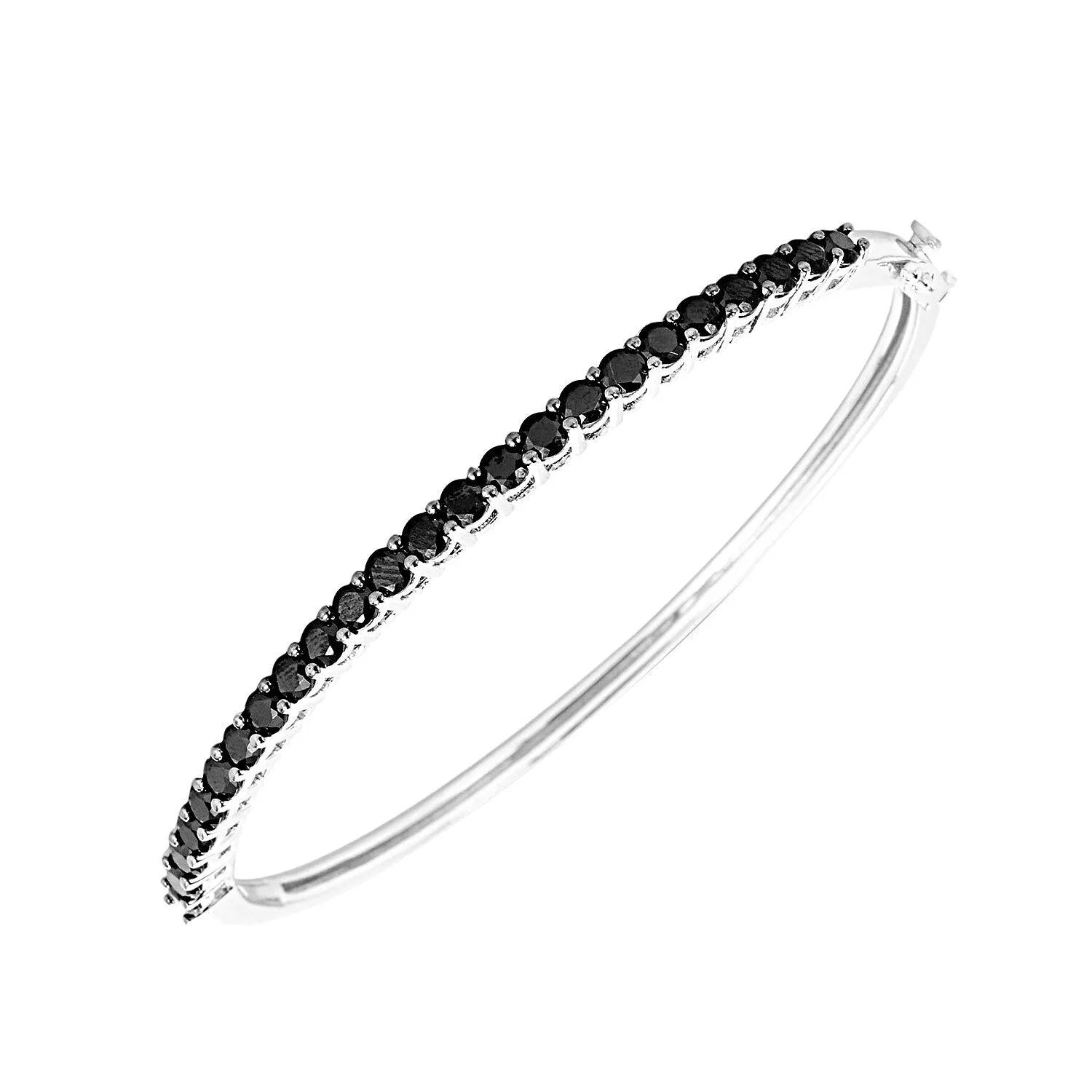 Sterling Silver with Natural Black Spinel Bangle Bracelet- 7.25" sold by Zulily product image thumbnail 3