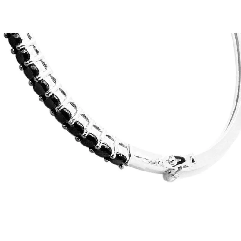 Sterling Silver with Natural Black Spinel Bangle Bracelet- 7.25" sold by Zulily