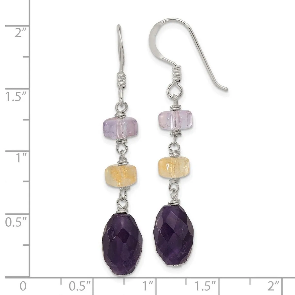 Curata 925 Sterling Silver Amethyst and Ametrine Dangle Hook Earrings - 50.2x8.2mm sold by Zulily