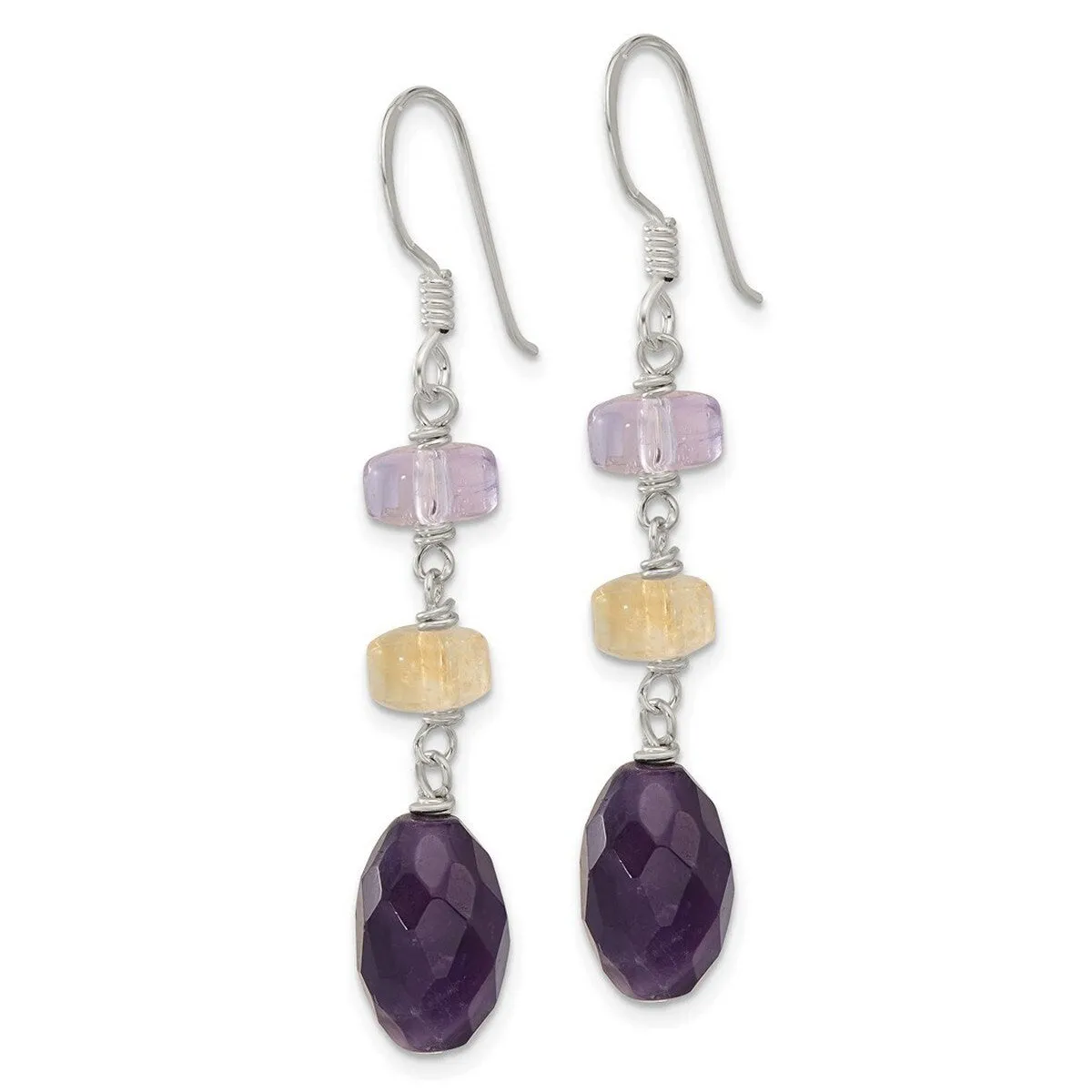 Curata 925 Sterling Silver Amethyst and Ametrine Dangle Hook Earrings - 50.2x8.2mm sold by Zulily product image thumbnail 2