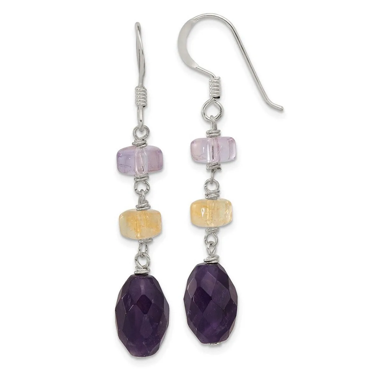 Curata 925 Sterling Silver Amethyst and Ametrine Dangle Hook Earrings - 50.2x8.2mm sold by Zulily product image thumbnail 4