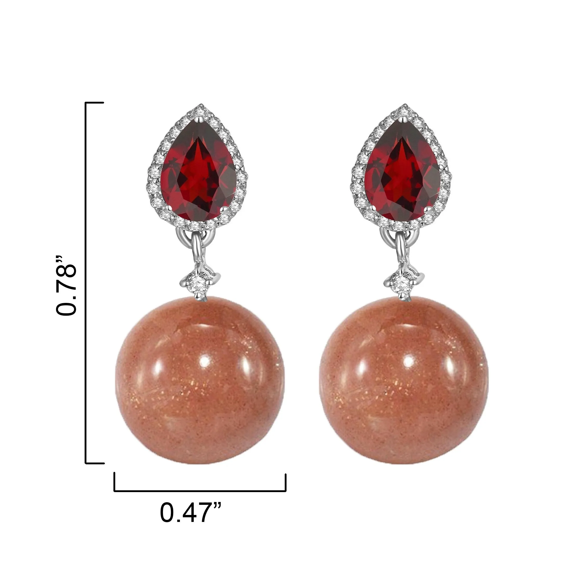 Sterling Silver with Natural Moonstone, Garnet and White Topaz Drop Earrings sold by Zulily product image thumbnail 5
