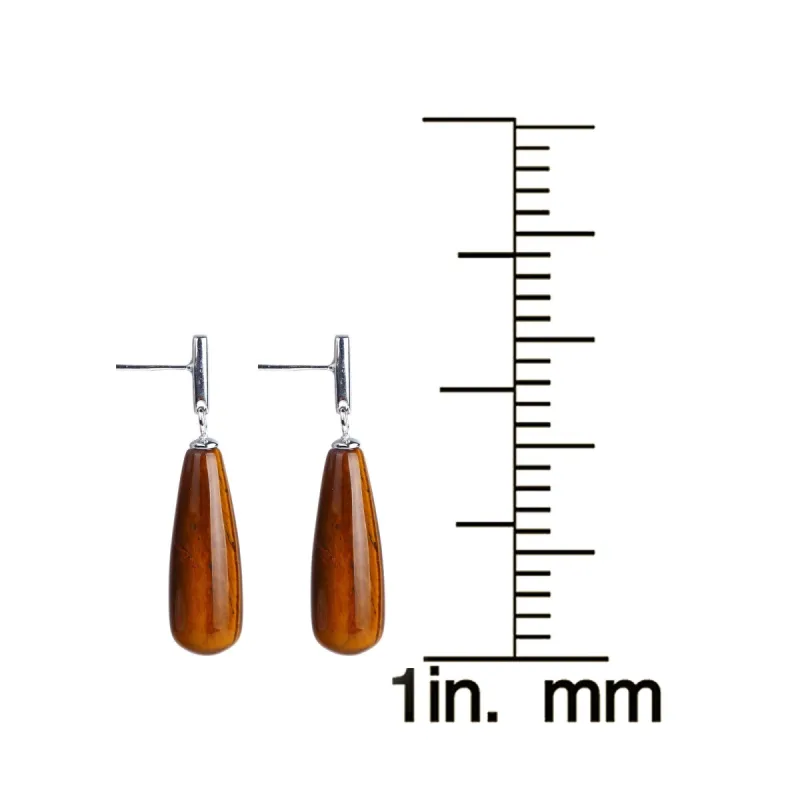 Sterling Silver 1.48Ct Fancy-Cut Tiger Eye Drop Earrings sold by Zulily