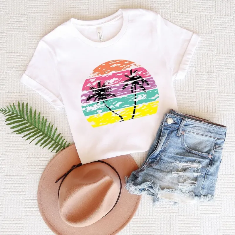 Tropical Sunset Short Sleeve Crewnneck Tee sold by Zulily