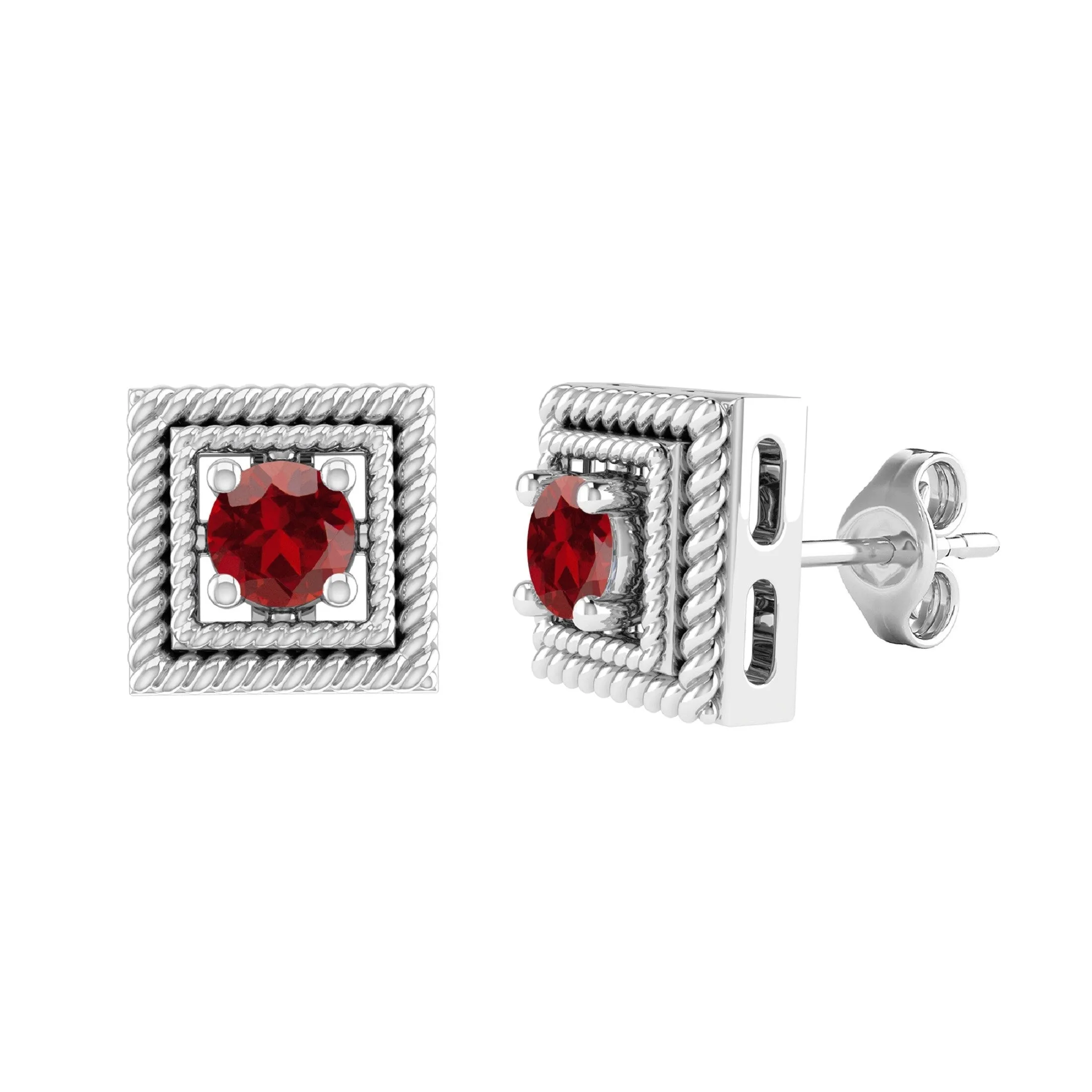 Sterling Silver with Natural Garnet Stud Earrings sold by Zulily product image thumbnail 4