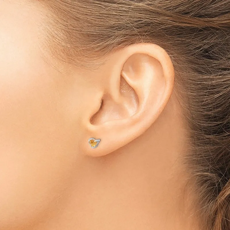 Curata 925 Sterling Silver Rhodium Plated Citrine Heart Post Earrings - 5.05x5.5mm sold by Zulily