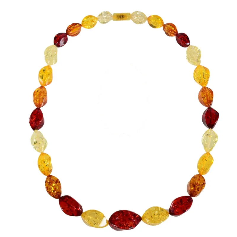 Multi Color Amber Graduated Nugget Necklace-24" made by Zulily