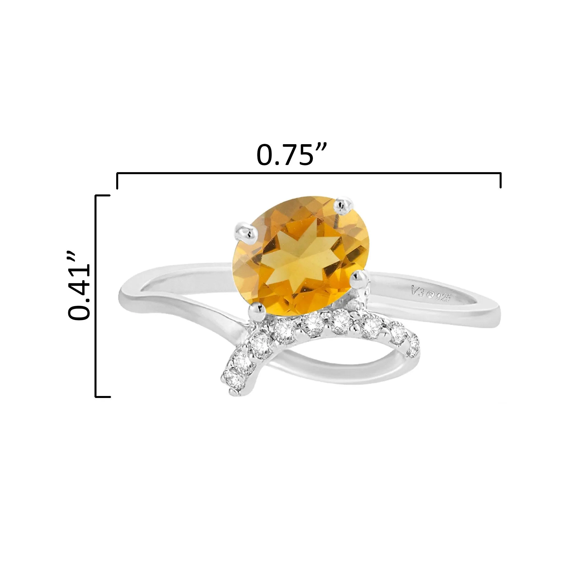 Sterling Silver 0.70CT Natural Citrine and White Topaz Promise Ring sold by Zulily product image thumbnail 2