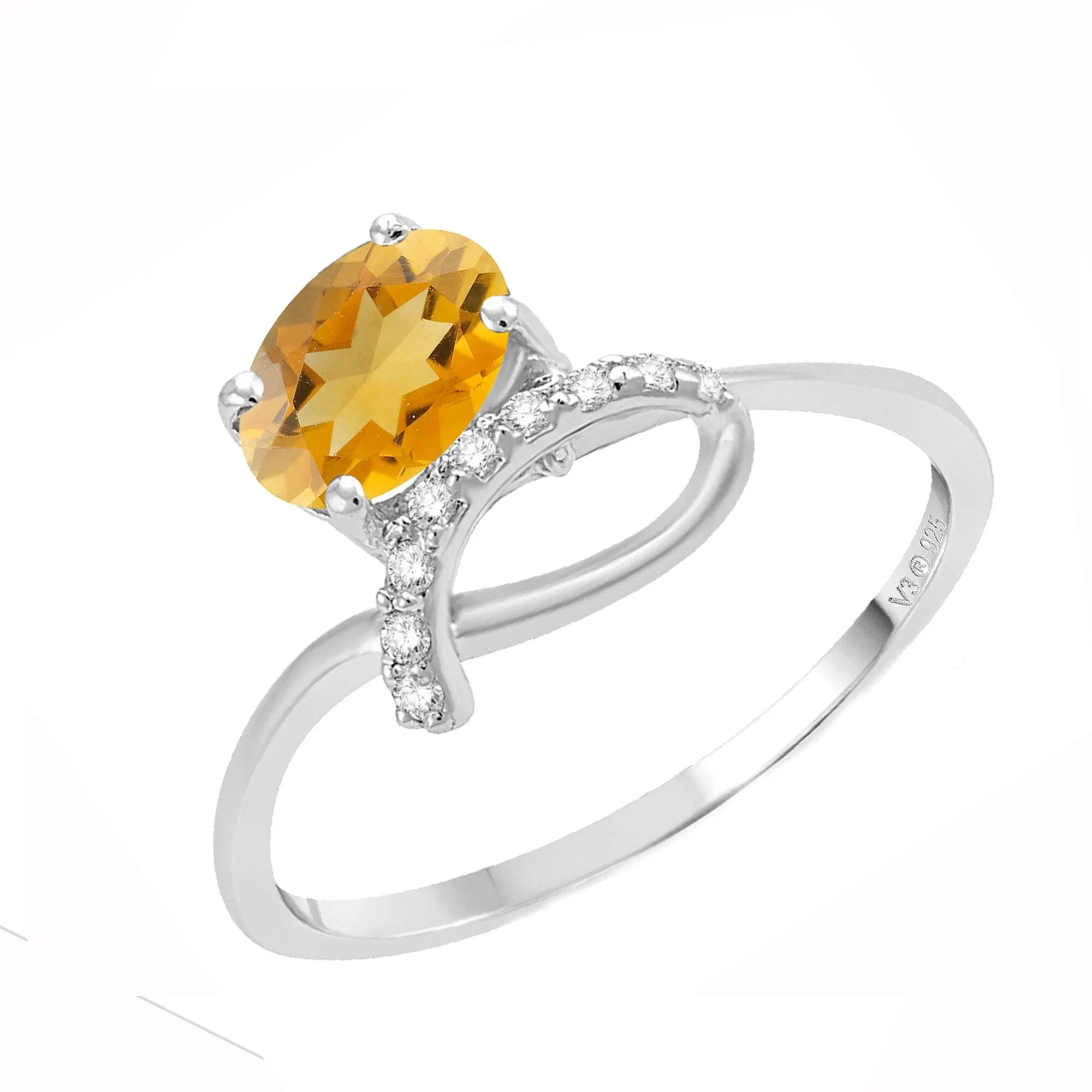 Sterling Silver 0.70CT Natural Citrine and White Topaz Promise Ring sold by Zulily product image thumbnail 3