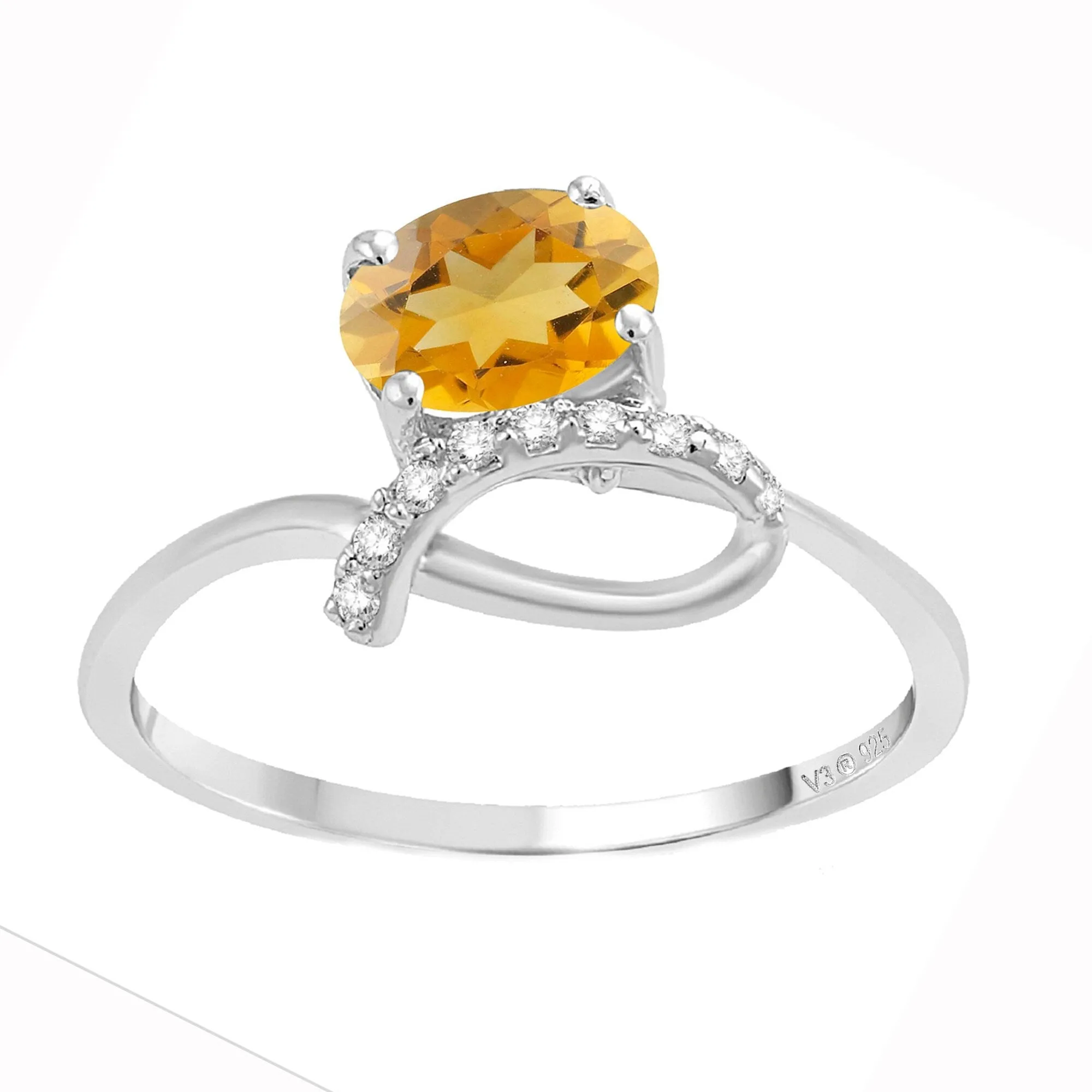 Sterling Silver 0.70CT Natural Citrine and White Topaz Promise Ring sold by Zulily