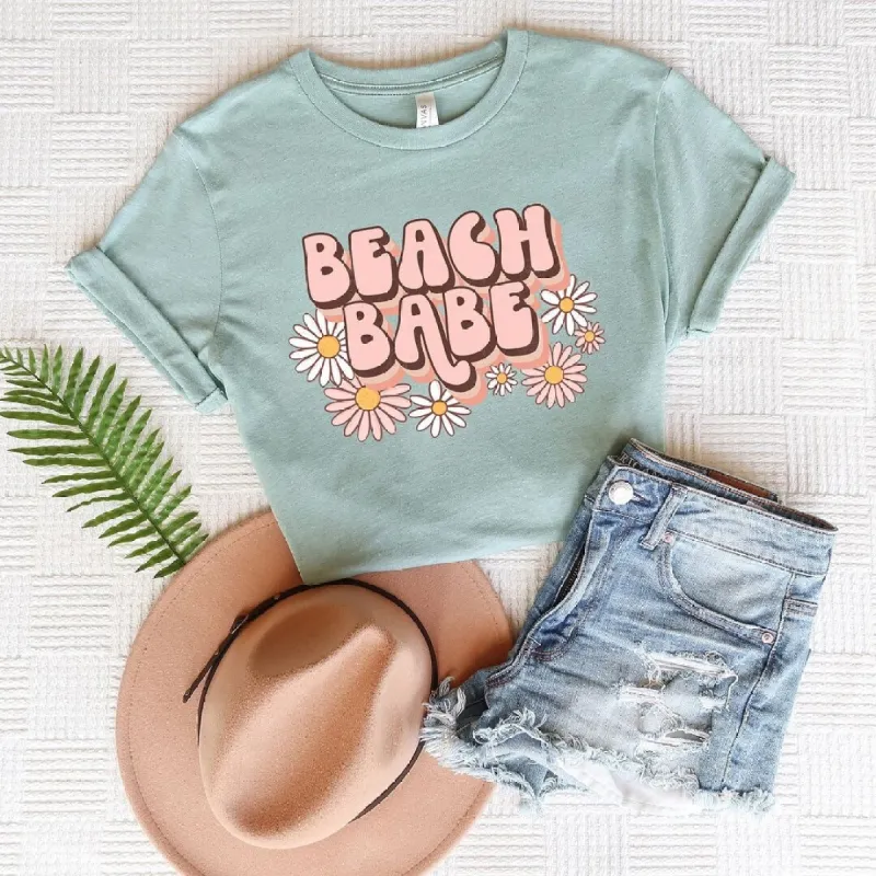 Retro Beach Babe Flowers Short Sleeve Crewnneck Tee sold by Zulily