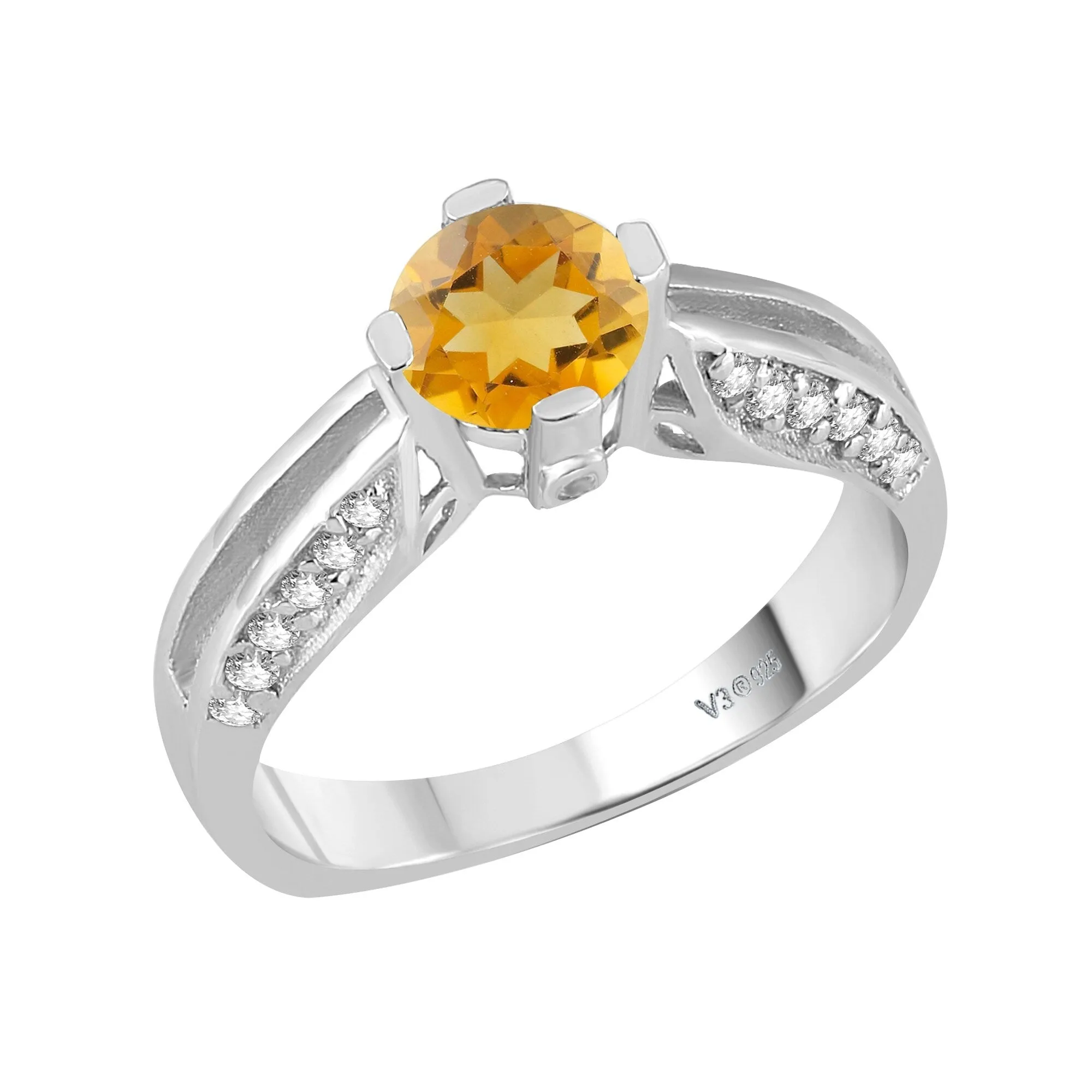Sterling Silver with Natural Citrine and White Topaz Classic Ring sold by Zulily product image thumbnail 4