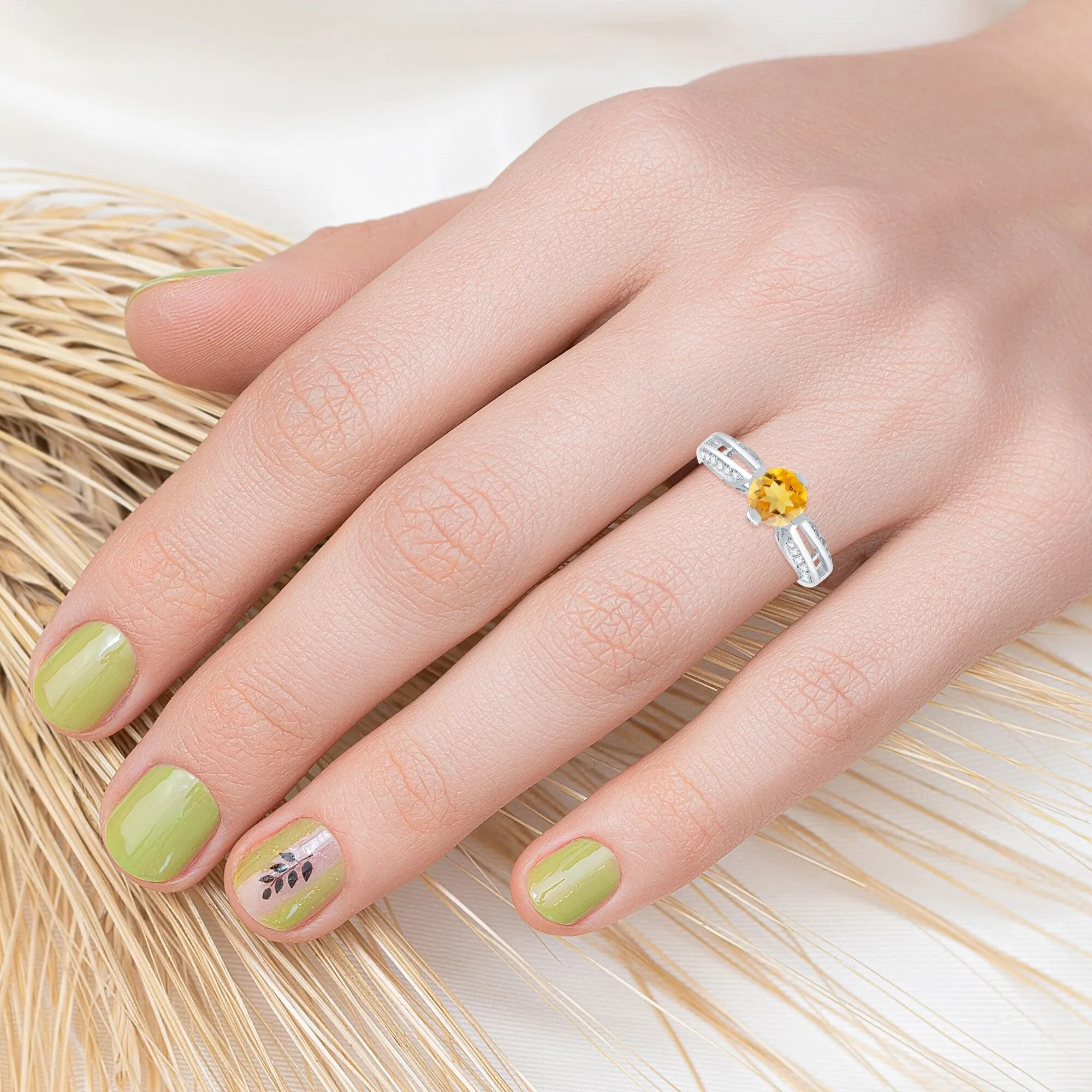 Sterling Silver with Natural Citrine and White Topaz Classic Ring sold by Zulily product image thumbnail 3