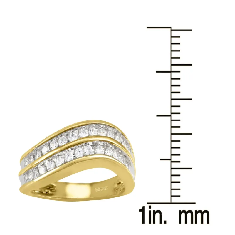 Gold Over Sterling Silver 0.50 CTTW Genuine White Diamond Wave Ring sold by Zulily