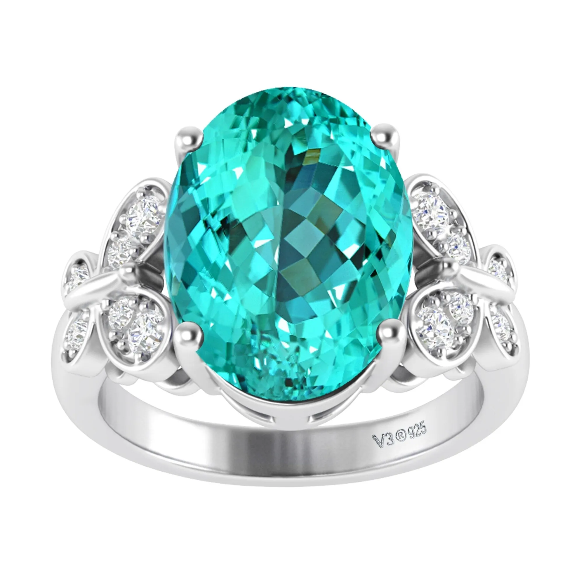 Sterling Silver with Paraiba Tourmaline and White Topaz Solitaire Ring sold by Zulily product image thumbnail 4