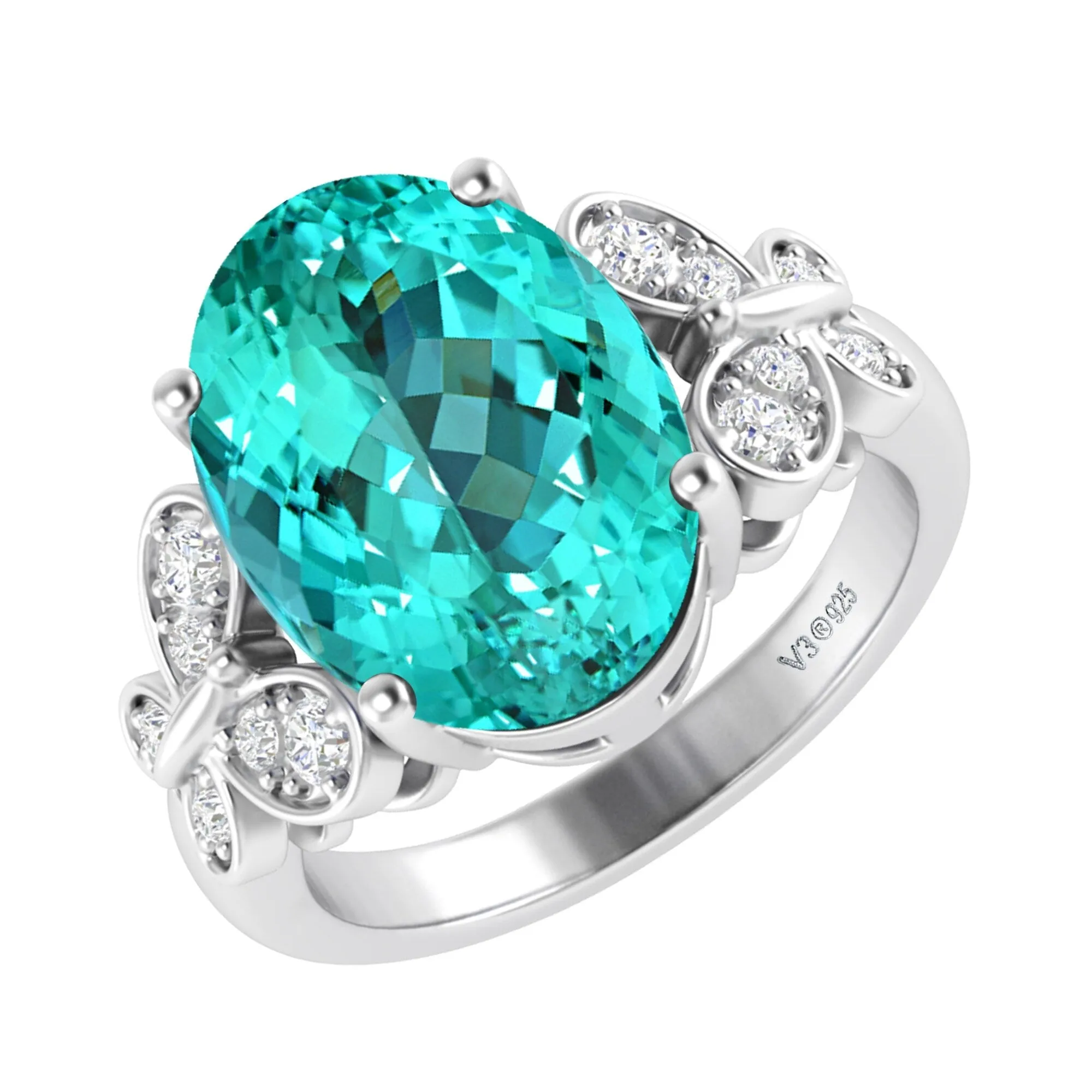 Sterling Silver with Paraiba Tourmaline and White Topaz Solitaire Ring sold by Zulily product image thumbnail 3