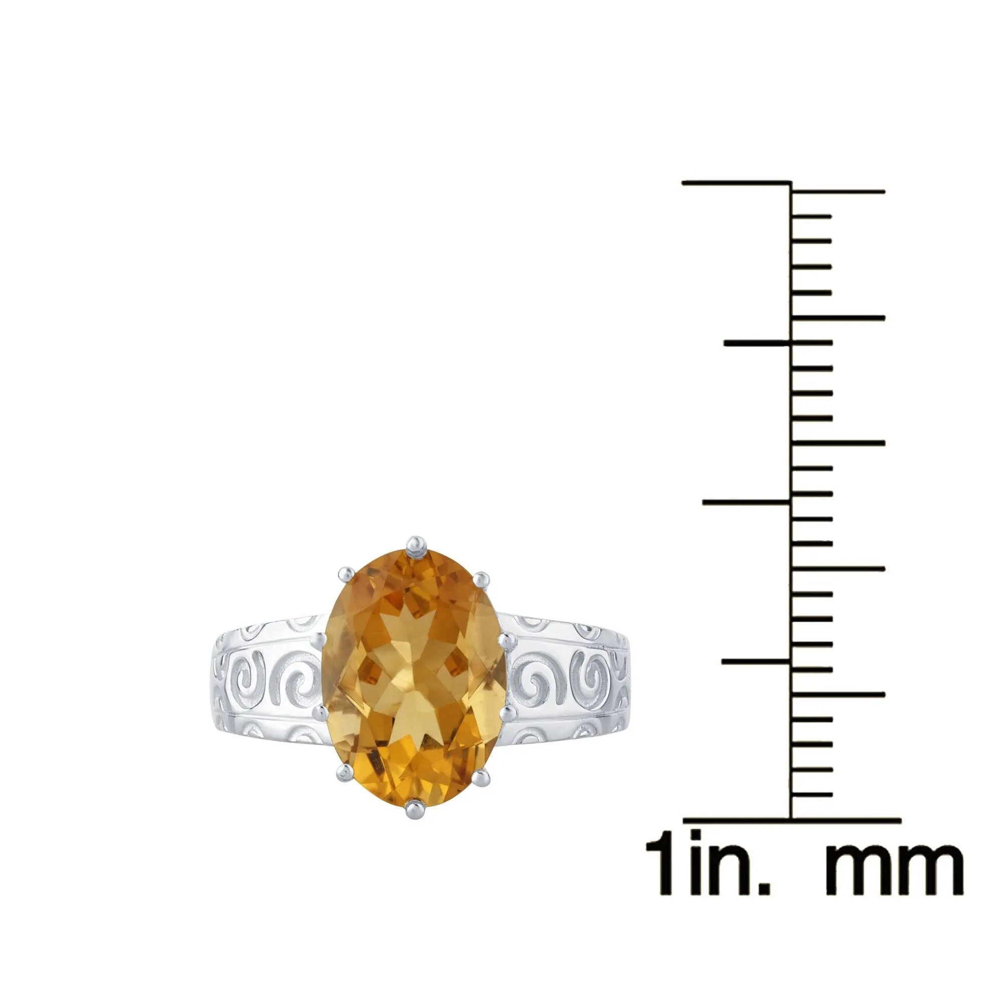 Sterling Silver 5.45 Carat Natural Citrine Solitaire Swirl Engravework Ring sold by Zulily product image thumbnail 3