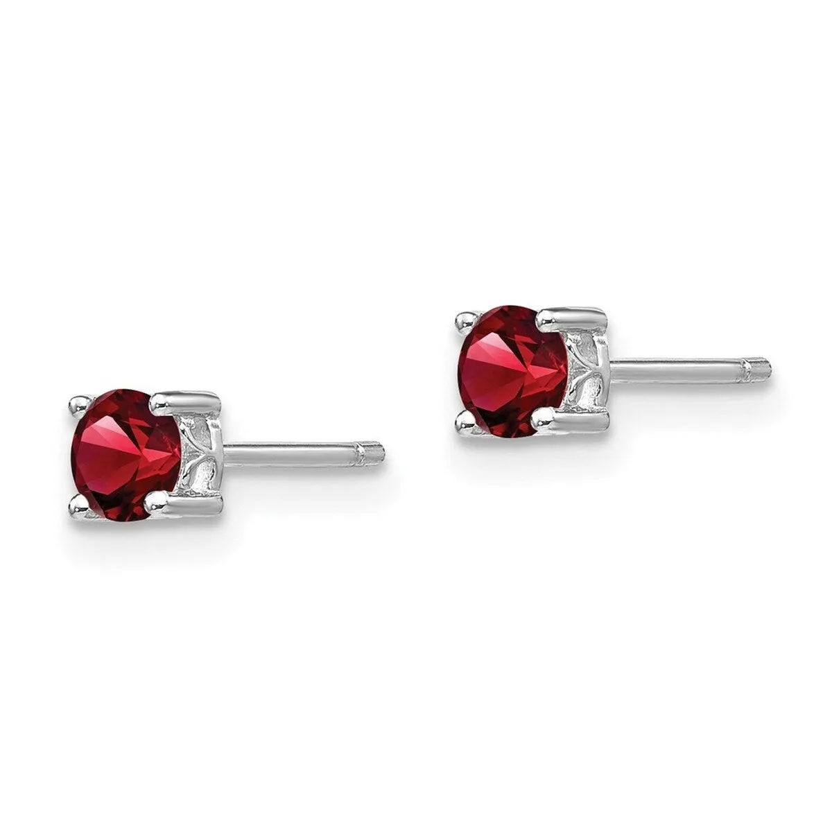 Curata 925 Sterling Silver Rhodium Plated 4mm Round Garnet Post Earrings sold by Zulily