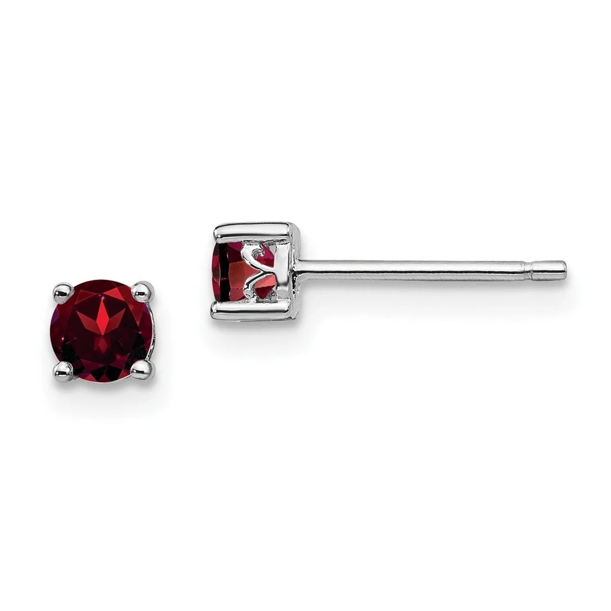 Curata 925 Sterling Silver Rhodium Plated 4mm Round Garnet Post Earrings sold by Zulily product image thumbnail 5