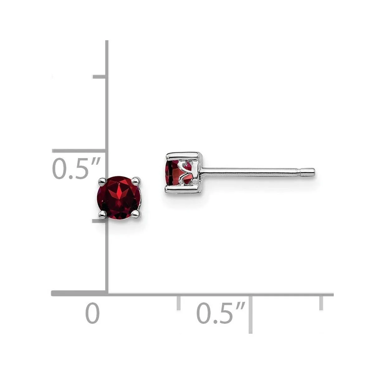 Curata 925 Sterling Silver Rhodium Plated 4mm Round Garnet Post Earrings sold by Zulily product image thumbnail 4