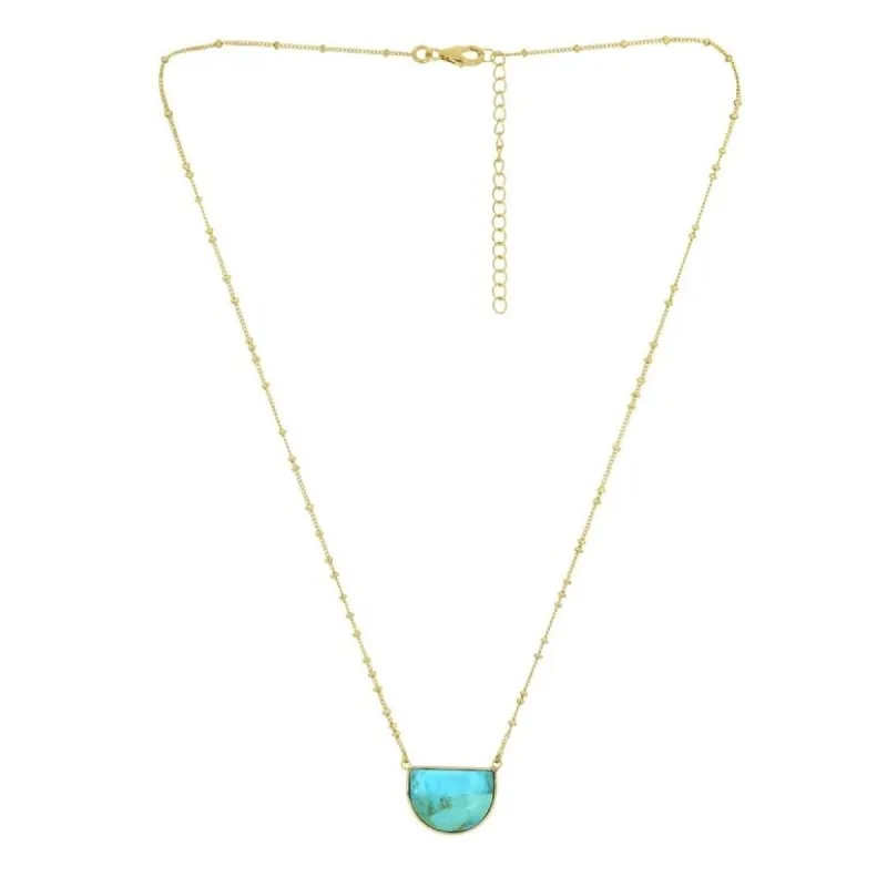 YS Gems Gold Plated Over Sterling Silver Blue Mohave Turquoise Gemstones Pendant Necklace sold by Zulily
