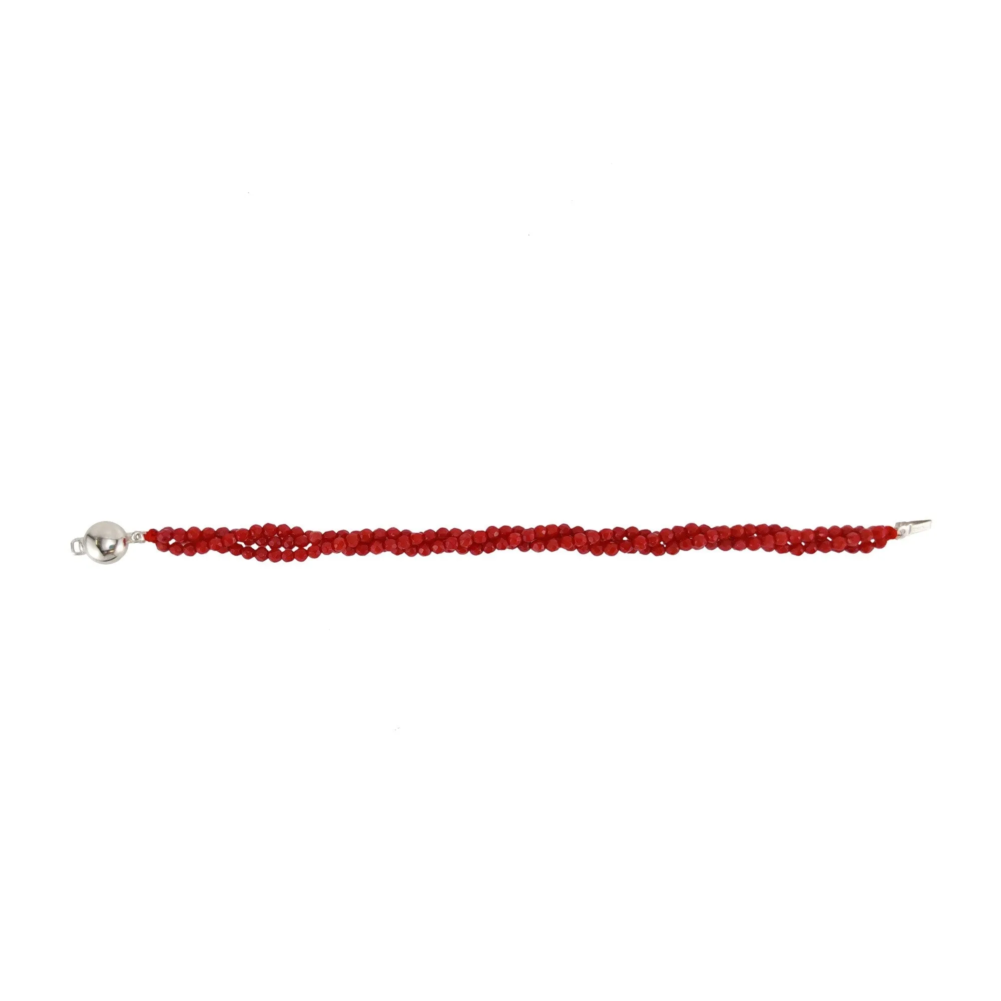 Sterling Silver with Natural Coral Three Row Beaded Bracelet-7.25" sold by Zulily product image thumbnail 2