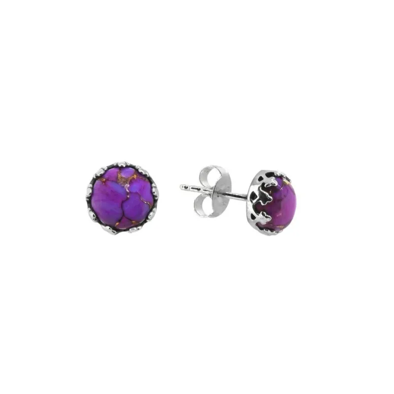 YS Gems Sterling Silver Purple Copper Turquoise Gemstone Earring - 0.31 x 0.21 sold by Zulily