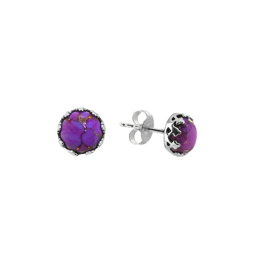 YS Gems Sterling Silver Purple Copper Turquoise Gemstone Earring - 0.31 x 0.21 sold by Zulily