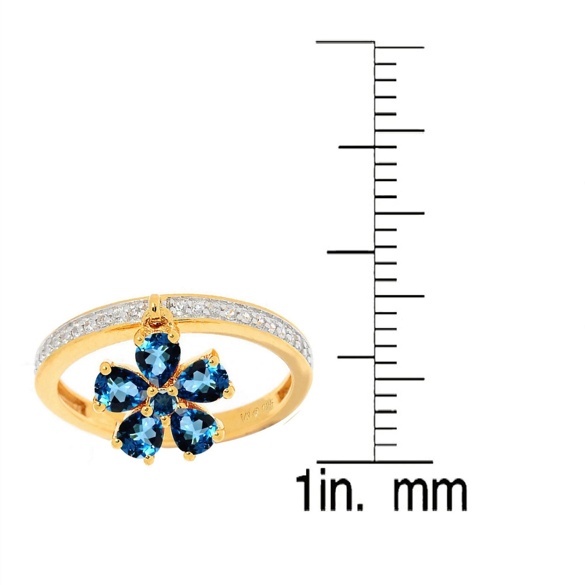 Gold Over Sterling Silver with Natural London Blue Topaz and White Topaz Charm Ring sold by Zulily product image thumbnail 4