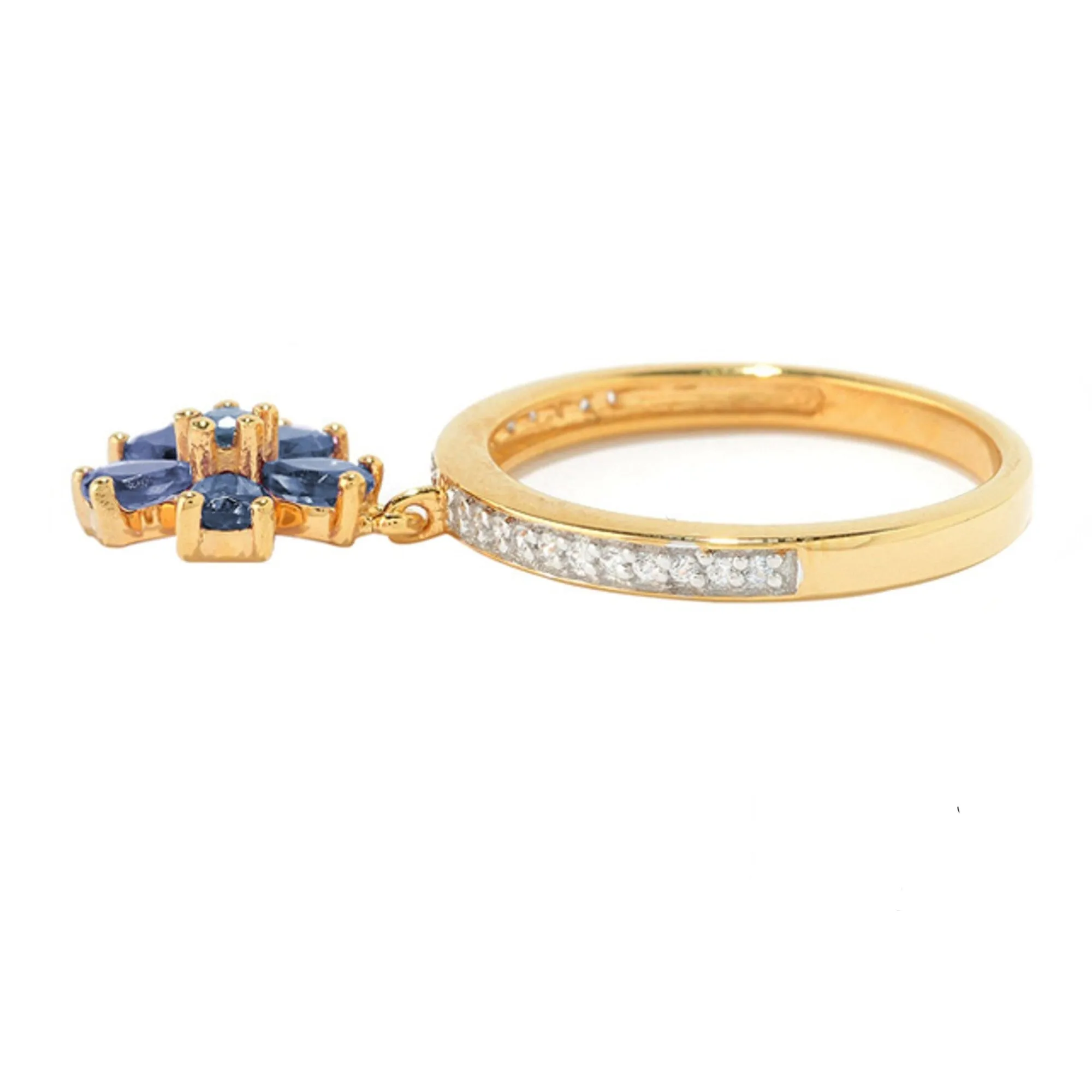 Gold Over Sterling Silver with Natural London Blue Topaz and White Topaz Charm Ring sold by Zulily product image thumbnail 3