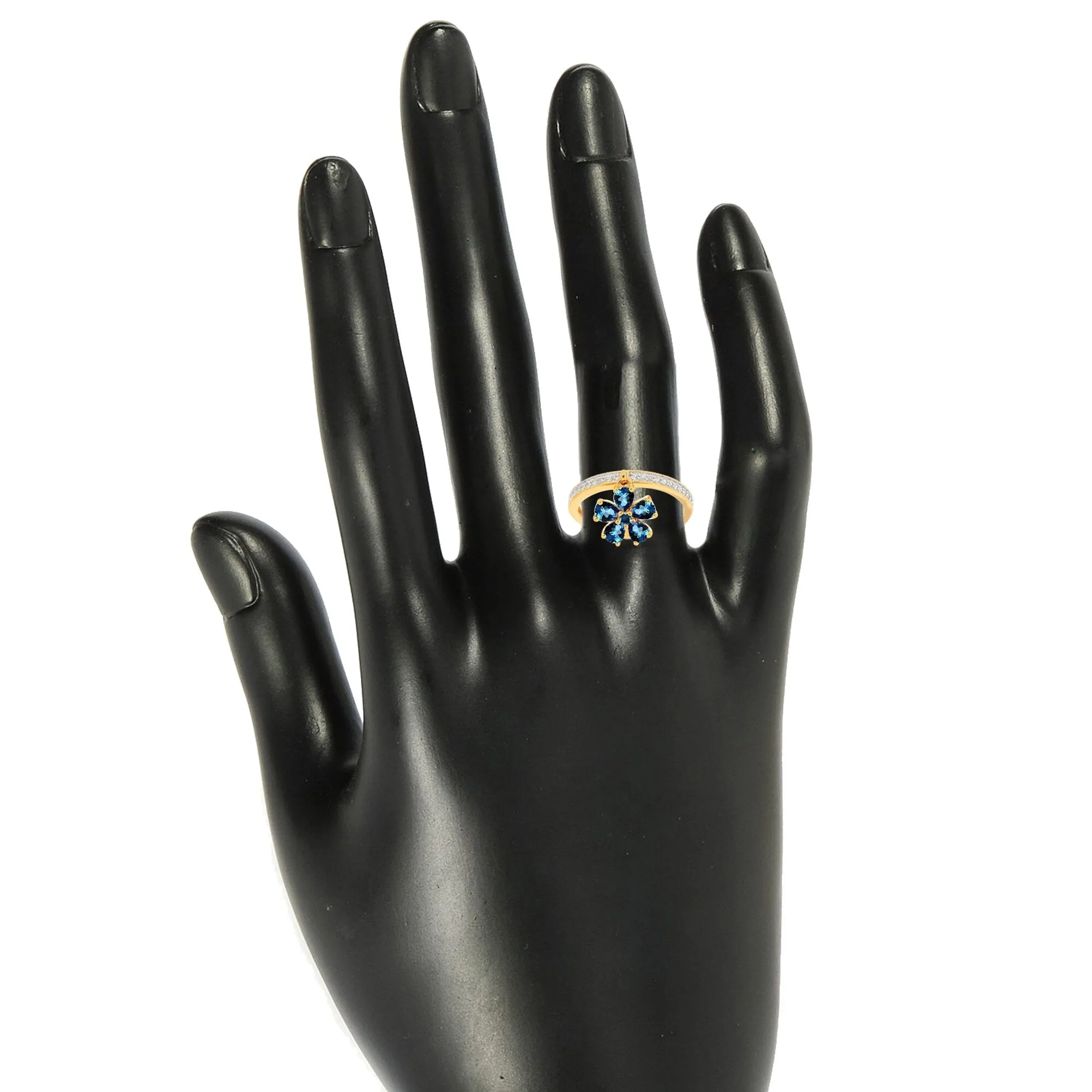 Gold Over Sterling Silver with Natural London Blue Topaz and White Topaz Charm Ring sold by Zulily product image thumbnail 5