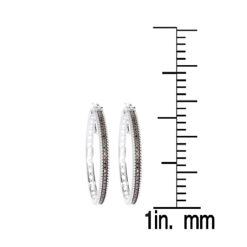 Sterling Silver 0.50 CTTW Natural Red Diamond Hoop Earrings sold by Zulily