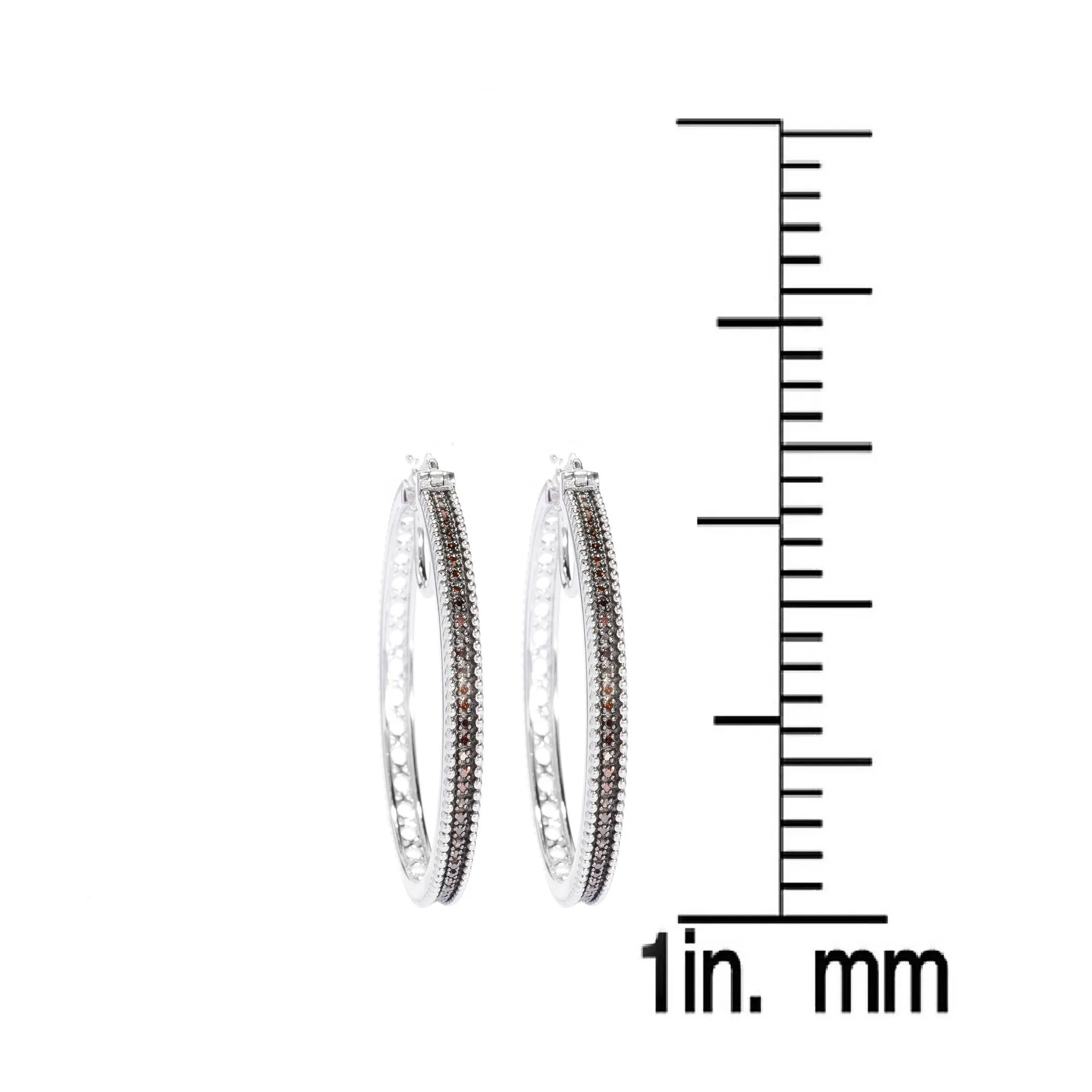 Sterling Silver 0.50 CTTW Natural Red Diamond Hoop Earrings sold by Zulily