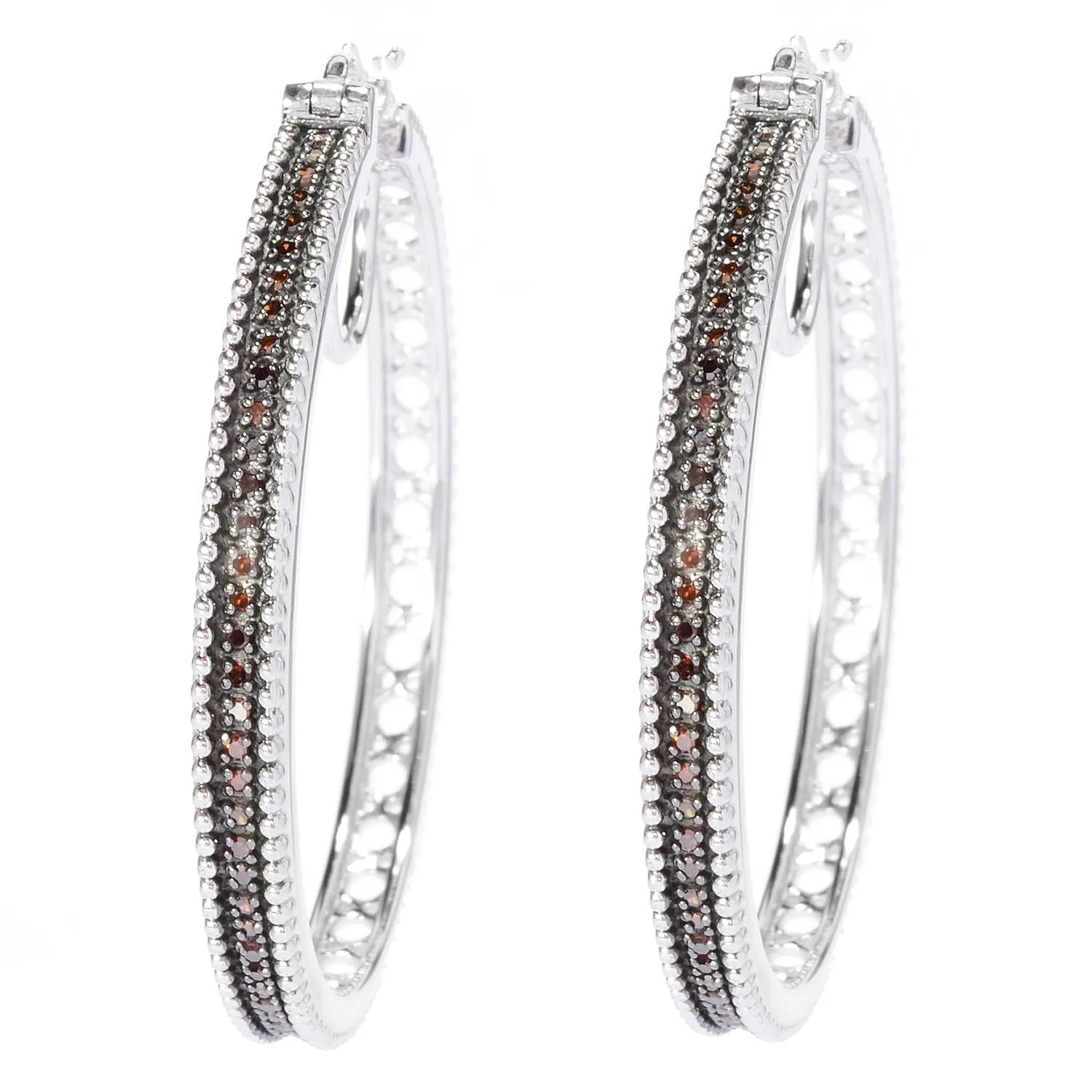 Sterling Silver 0.50 CTTW Natural Red Diamond Hoop Earrings sold by Zulily product image thumbnail 2