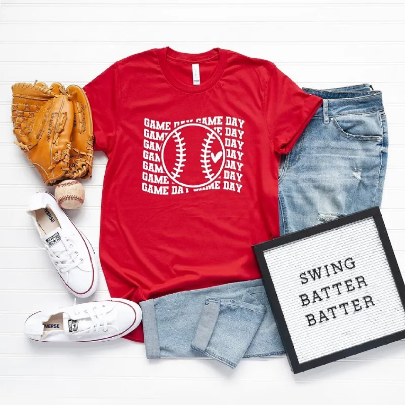 Baseball Game Day Stacked Short Sleeve Crewnneck Tee sold by Zulily