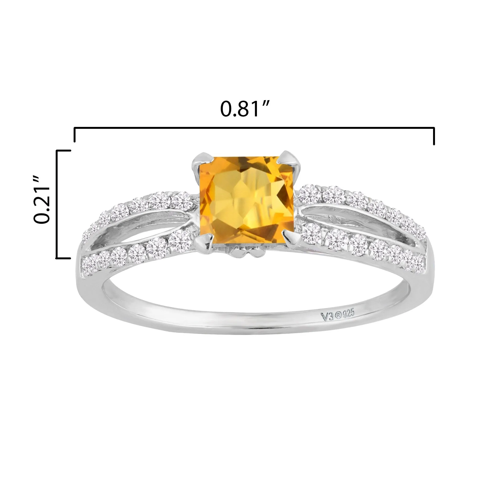 Sterlling Silver with Natural Citrine and White Diamond Solitaire Ring sold by Zulily