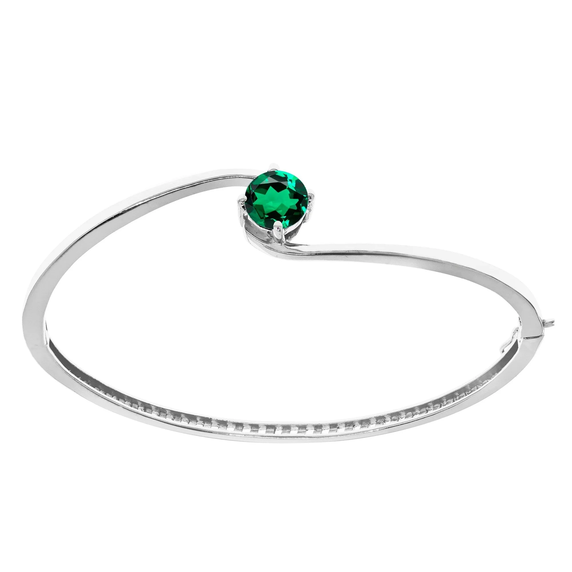 Green Emerald Sterling Silver Solitaire Bangle Bracelet sold by Zulily product image thumbnail 3