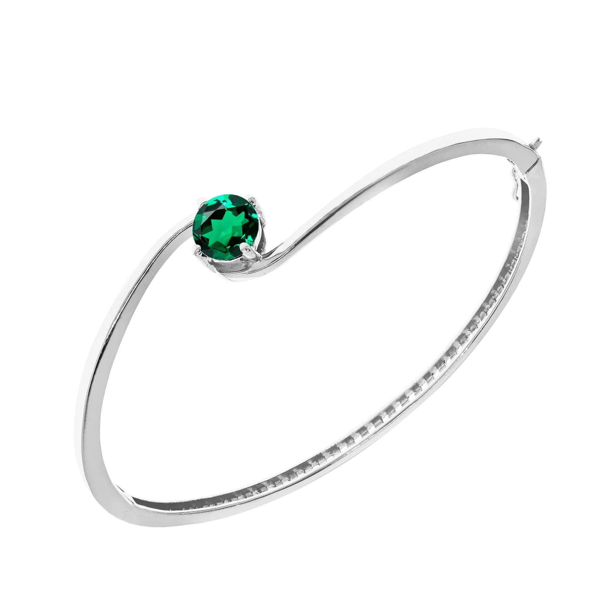 Green Emerald Sterling Silver Solitaire Bangle Bracelet sold by Zulily product image thumbnail 2