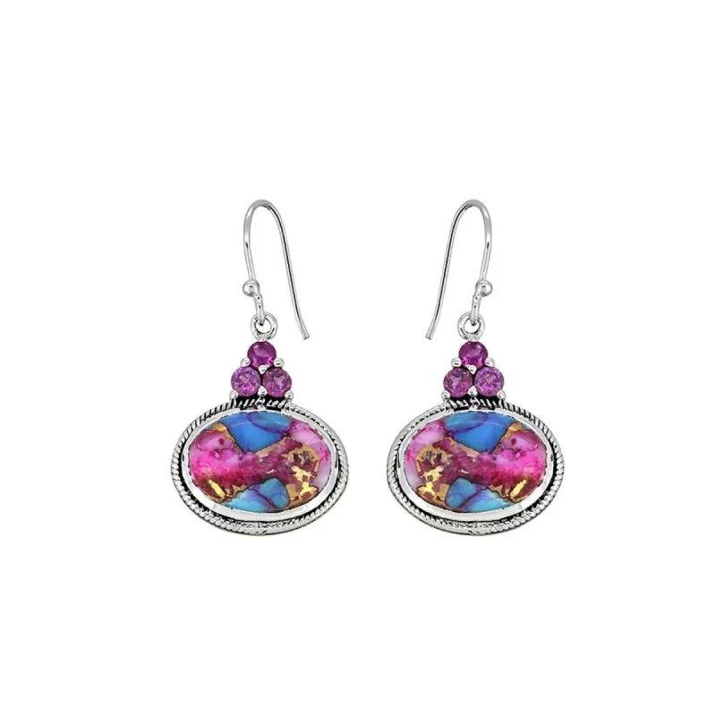 YS Gems Sterling Silver Pink Oyster Copper Turquoise Gemstone Earring - 0.71 x 1.38 sold by Zulily