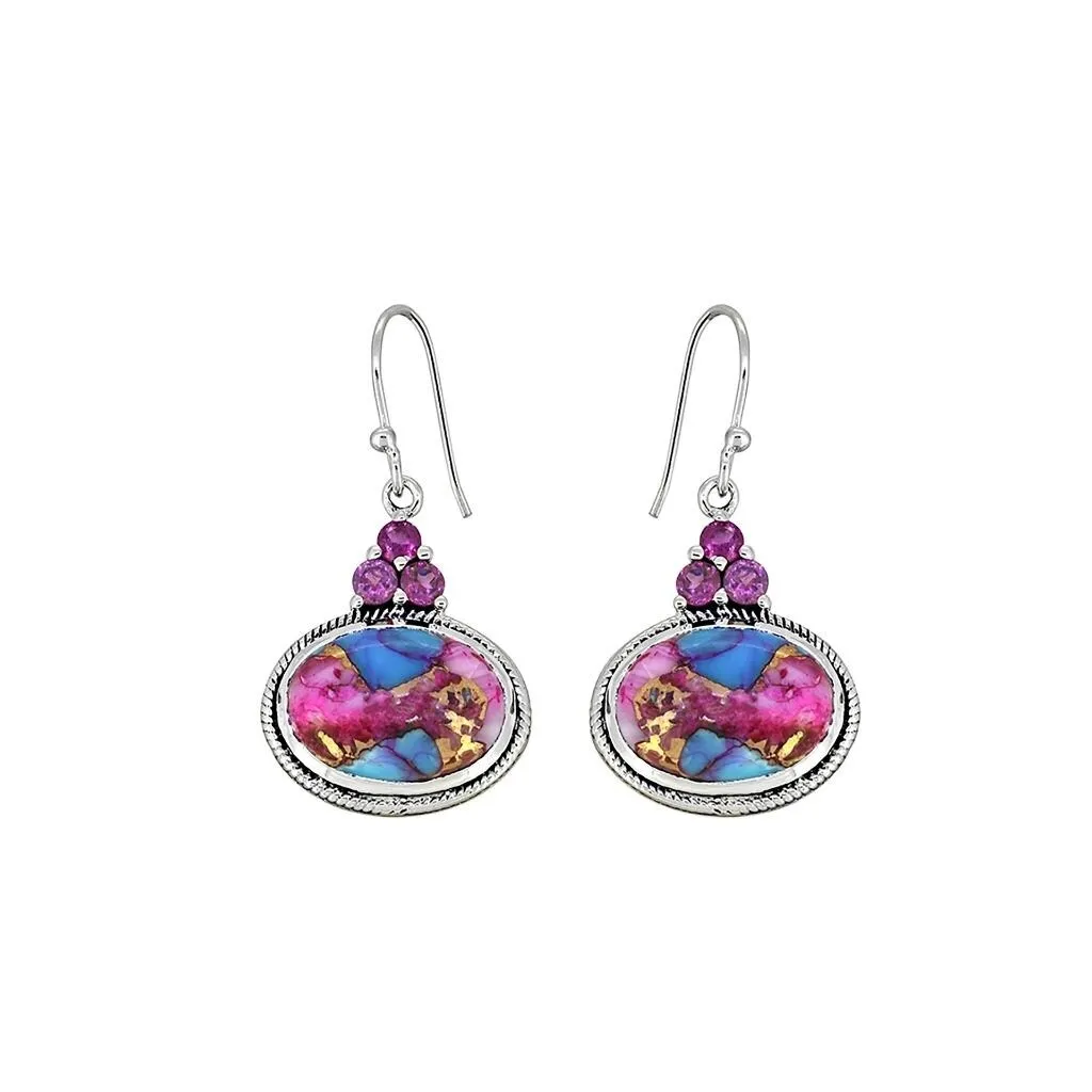 YS Gems Sterling Silver Pink Oyster Copper Turquoise Gemstone Earring - 0.71 x 1.38 sold by Zulily