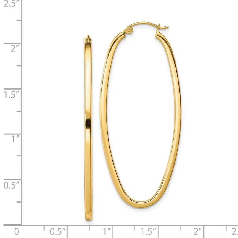 Curata 925 Sterling Silver Gold Plated Square Tube Oval Hoop Earrings - 52x2.5mm sold by Zulily