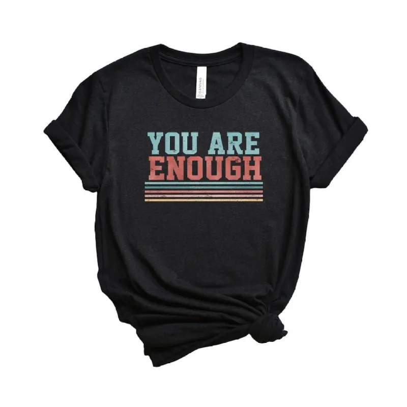 You Are Enough Stripes Short Sleeve Crewnneck Tee made by Zulily