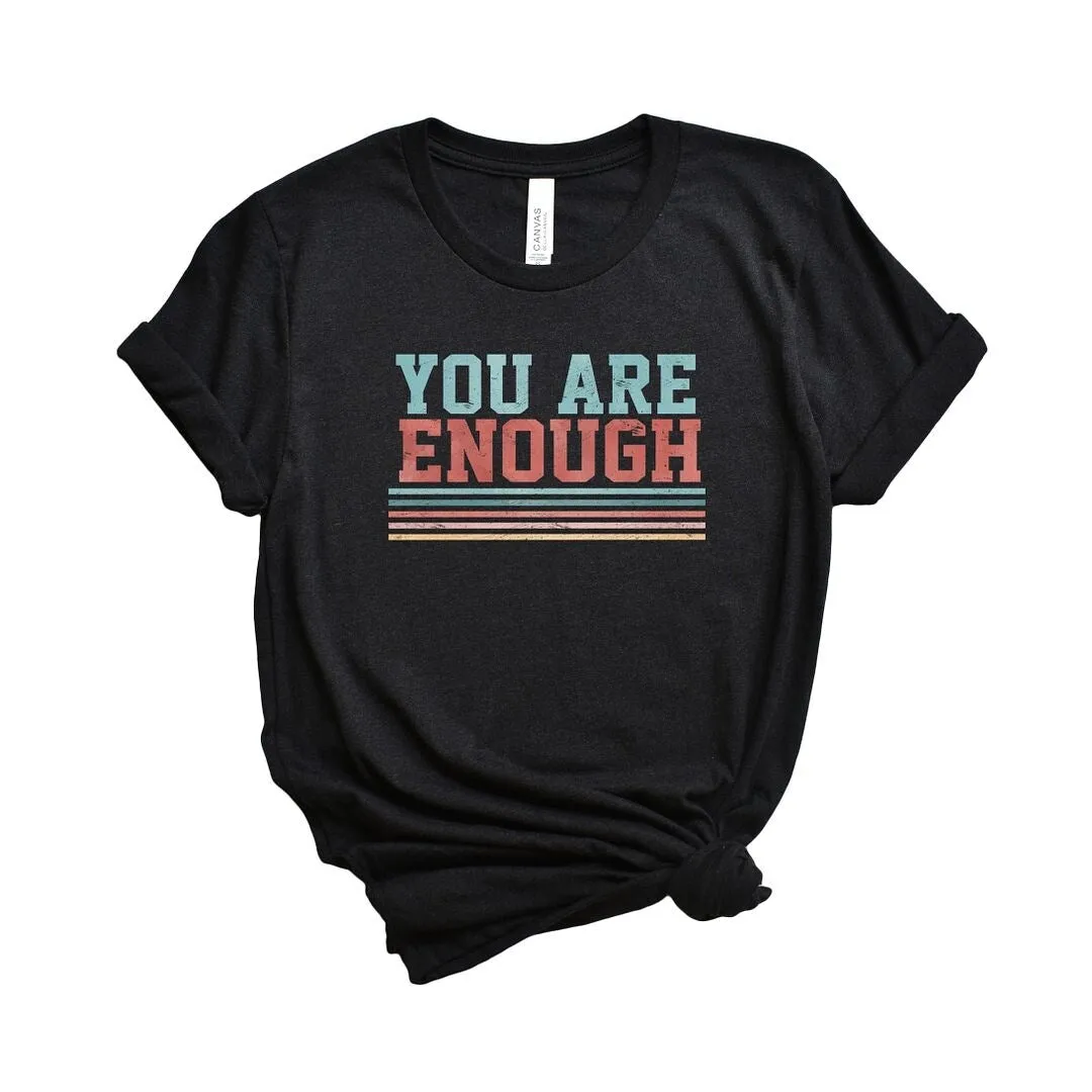 You Are Enough Stripes Short Sleeve Crewnneck Tee sold by Zulily