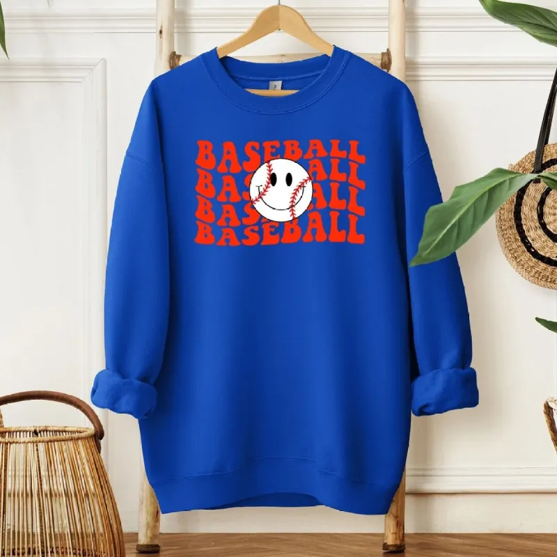 Baseball Stacked Smiley Face Graphic Sweatshirt sold by Zulily