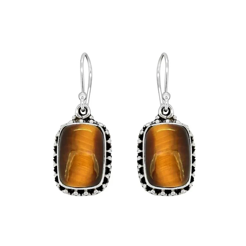 YS Gems Sterling Silver Tiger Eye Gemstone Dangle Earring - 0.51 x 1.3 sold by Zulily