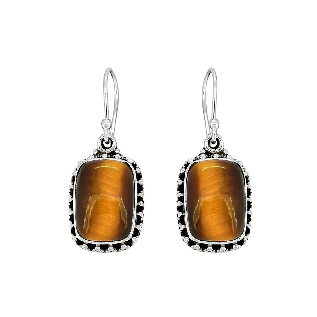 YS Gems Sterling Silver Tiger Eye Gemstone Dangle Earring - 0.51 x 1.3 sold by Zulily