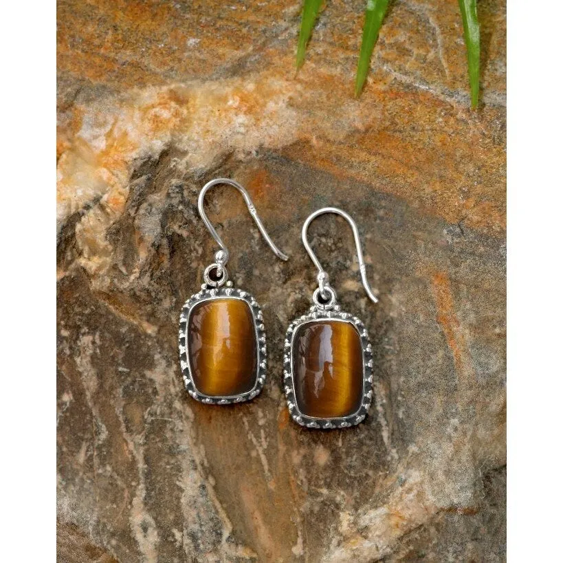 YS Gems Sterling Silver Tiger Eye Gemstone Dangle Earring - 0.51 x 1.3 sold by Zulily product image thumbnail 2