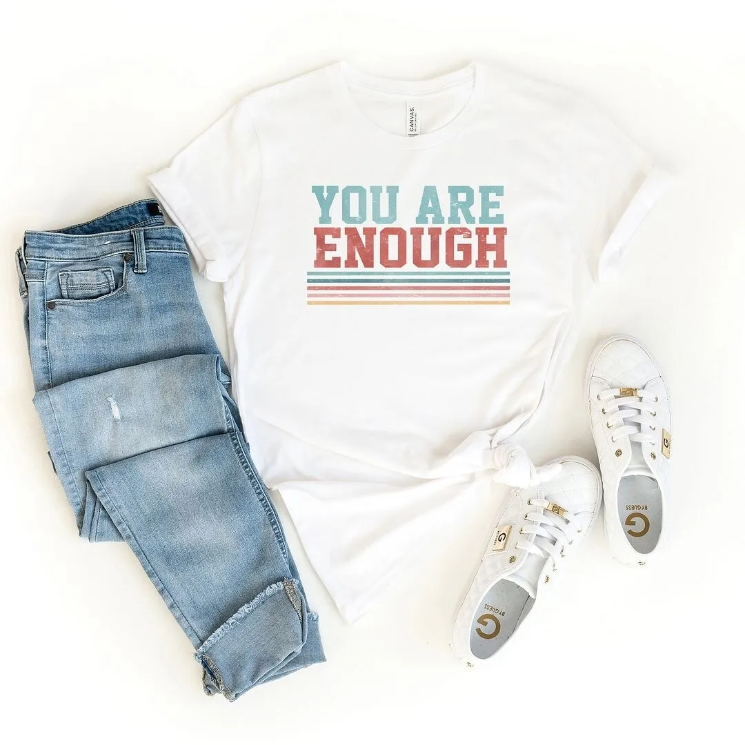You Are Enough Stripes Short Sleeve Crewnneck Tee sold by Zulily product image thumbnail 3