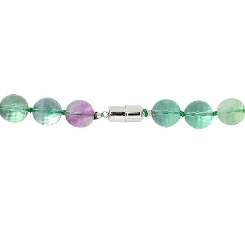 Sterling Silver with Faceted Fluorite Beaded Necklace with Magnetic Clasp sold by Zulily