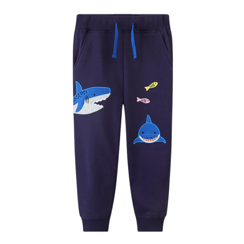 Navy Shark Joggers sold by Zulily